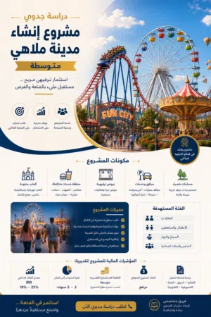 دراسة جدوي لمشروع مدينة ملاهي متكامل متوسط للبيع