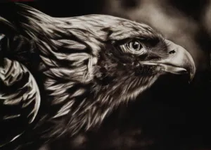 لوحة نسر بالقلم الأسود