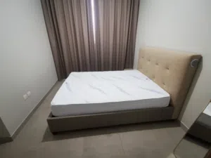 Queen size upholstered bed frame with mattress — excellent conditions ( like new)