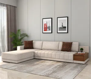 طقم كنب جديد شكل L shape sofa WATER PROOF FABRIC 3 year warranty original wood soft foam  joori Furn