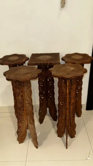 Hand-Carved Wooden Side Tables (set)