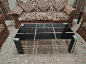 Black glass top center table