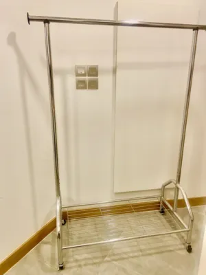 Clothes rack hanger with 4 wheels heavy duty chrome plated almost new