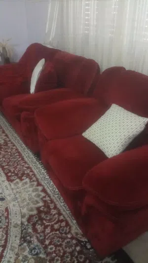 طقم كنب  7 مقاعد امريكي حشوة ممتازة دانلوب باللون الخمري