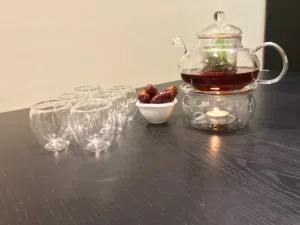 Borosilicate double layer Finjaan set with kettle