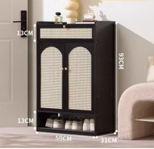 خزانة البامبو الدفتبن مع رف