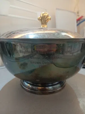 وعاء فضي أصلي عتيق من عام 1964، حائز على جائزة أفضل زهرة عام 1964، مطلي بالفضة.