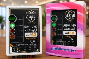 جهاز تحويل كهرباء اوتوماتيك ثلاث خطوط 60 امبير تايمر حمايه لأجهزة المنزل مع تصادم يمنع رجوع الكهرباء