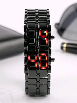ساعة رقمية للرجال فولاذ غير قابل للصدأ حزام ليد