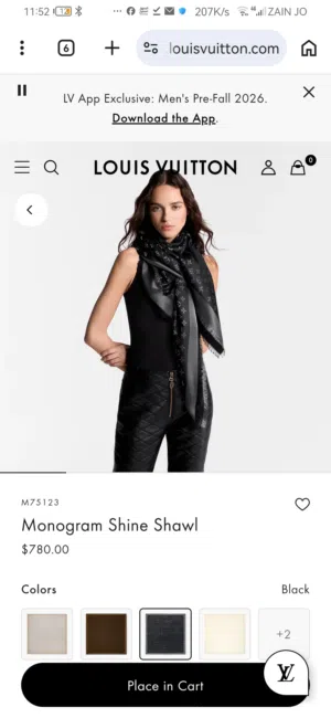 Louis Vuitton Black Shine Shawl