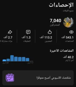 قناه يوتيوب للبيع 7الف مشترك و 550000الف مشاهده واتفاعل جيد جدان ليفوتكم العرض