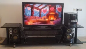 Support TV design en verre – Excellent état