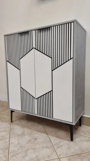 Shoe cabinet and wall calligraphy for sale