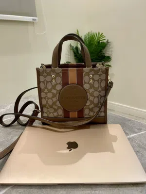 Authentic Preloved Coach Dempsey Tote 22 in Signature Jacquard with Stripe and Coach Patch.