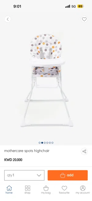 Mothercare spots high chair