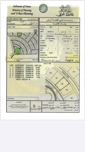 للبيع ارض سكنية في نزوى مخطط حي النور