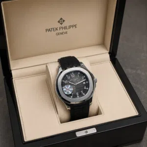Patek Philippe Aquanaut Men's Watch – Black Dial  Black Rubber Strap  Luxury Timepiece