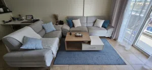 كنب من هوم بوكس رمادي فاتح ستايل معاصر ( 2 +3). Salerno 3-Seater +2 seate contemporary fabric sofa
