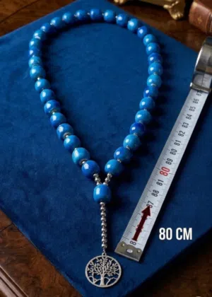 فخامة لا تُشبه غيرها مسبحة حجر طبيعي بحجم استثنائي 80 سم