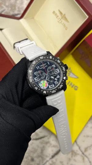 Breitling Endurance Pro Chronograph – Black Dial Sport Watch with White Rubber Strap