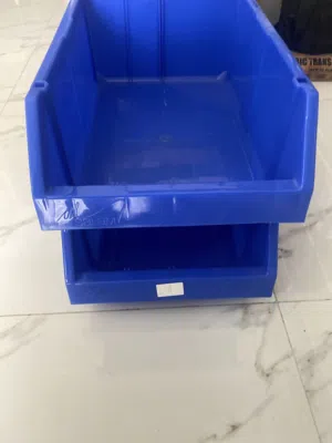 Blue bins for item storage
