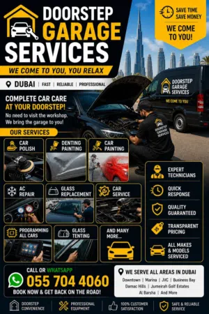 Doorstep Car Repair Dubai  Mobile Garage Service 24/7  Fast & Reliable.