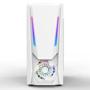 كيس جيمنج ابيض للتجميعات فارغ مع 2 مروحتين - RUIX GAMING 2X FANS WHITE GAMING CASE