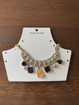 River Island Statement Necklace – Colorful Stones – New
