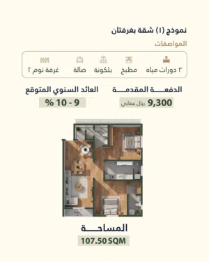 107 m2 2 Bedrooms Apartments for Sale in Muscat Al Khoud