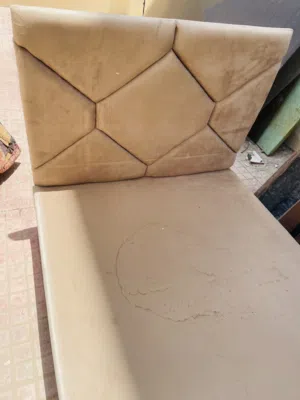 Single Bed with Beige Padded Headboard - Used