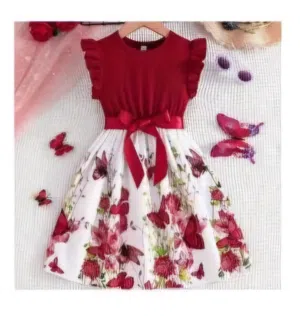 فستان لبنات عمر 11-12 احمر وابيض Red and white dress for girls