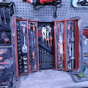 طقم عدة متكامل في صندوق حديد 5 طبقات - ورشة ميكانيك متنقلة!