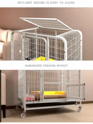 Unused Premium Large Dog Crate with Wheels & Top Open