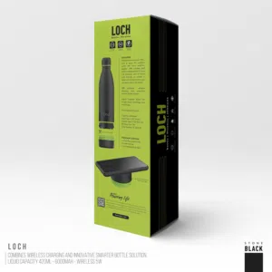 جو لوش  باور بانك لاسلكي على شكل زجاجة 6000 مللي أمبير، أسود