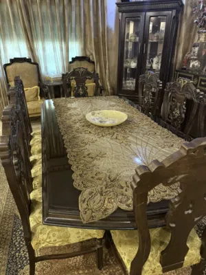 طاولة سفرة مع بوفيه خشب زان