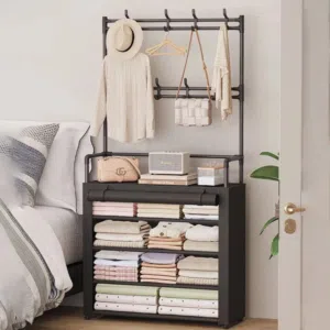 خزانة أحذية قماش مع علاقة ملابس