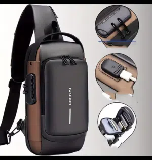 شنطة كروس أصلية ضد السرقة ماركة Fashion - بمدخل شحن USB وخامة WaterProof"