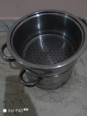 طنجره وكسكاس ستيل حجم صغير وكسكاس حجم متوسط المنيوم