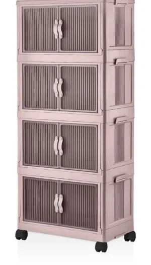 4-Tier Stackable Rolling Storage Cabinet: Multi-Purpose Organizer New Box Piece