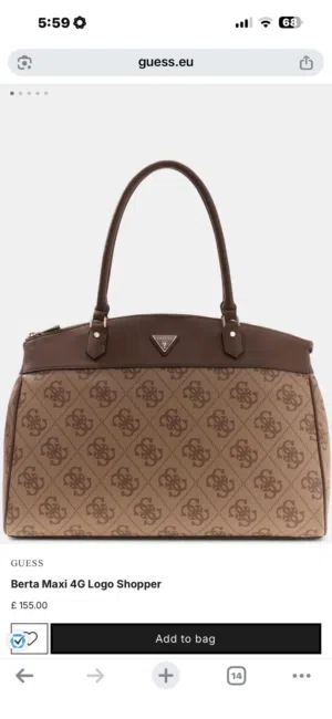 حقيبة guess berta maxi 4G logo shopper