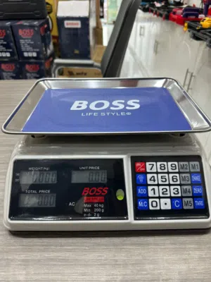 ميزان الخضار والفواكه سعة 40 كيلو جرام من شركة BOSS الاصلية يعمل بالبطارية والكهرباء