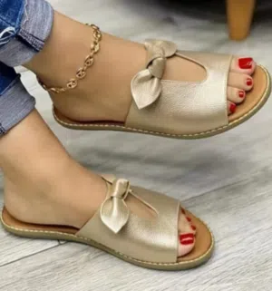 Bow tie decor slippers