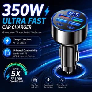 350W USB Car Charger with PD & QC3.0 Fast Charging