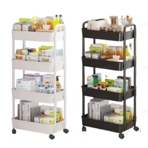 4 TIER UTILITY CART WITH HANDLE FOR OFFICE, KITCHEN, LIVING ROOM