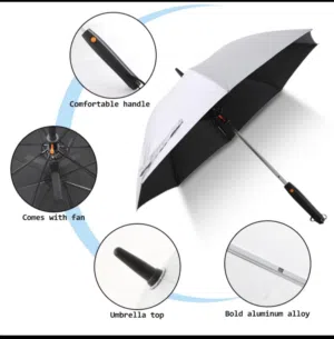 Hot selling fan umbrella with water sprayer wholesale cool high quality with uv protect coating umbr