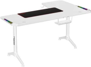 Twisted minds L shaped desk White carbon fiber