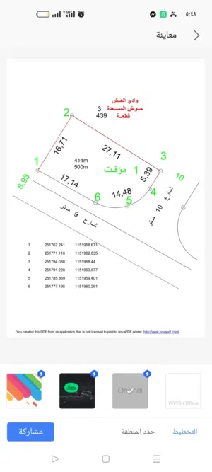 قطعه ارض للبيع مساحه 500 م على شارعين تبعد عن شارع الميه  700 م