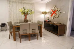 Dining table with chairs and buffet