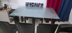 Glass Top Dining Table with 5-Chair for Sale.