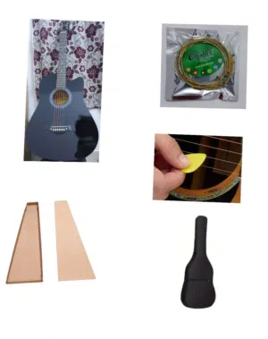 guitar with bag, strings and capo